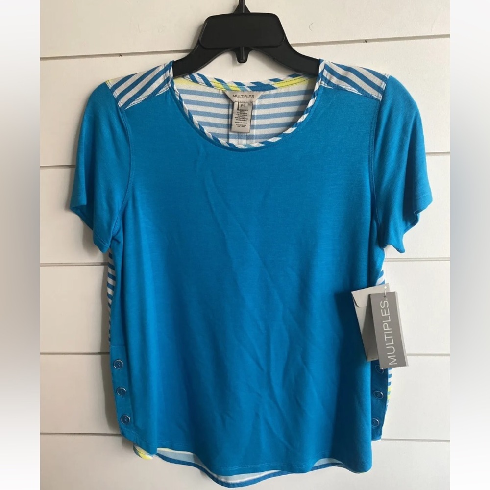 Multiples turquoise seaside collection petite top